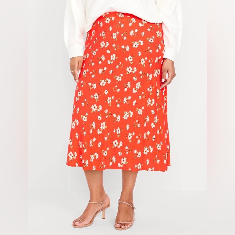 NWOT Old Navy Crepe A-Line Midi Skirt - Women’s XXL / Red Floral